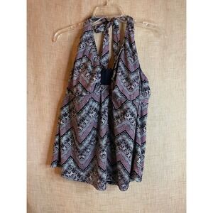 Simply Fit‎ Tankini Top Swimsuit Halter Geometric Print 3X